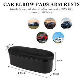 Yourkar Car Armrest Support Cover, Left Side Door Armrest Cushion Pad Extender with Storage Box, Anti-Slip & Waterproof Leather Driver Left Arm Rest Storage Cover, Car Accessories (Black, Style 1)