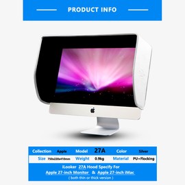 iLooker 27A Monitor Hood Sunshade Sunhood Compatible for Apple 27 inch iMac and Apple 27 inch Monitor