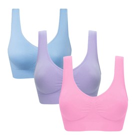 Vermilion Bird Women's Seamless Comfortable Sports Bra with Removable Pads 3 Pack XL