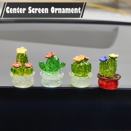 Succulents Ornament Dashboard Decorations, Cute Potted Plants Rear View Mirror Accessories Car Charms Interior, Dashboard Accessories Car Dash Decor Greenery for Center Screen