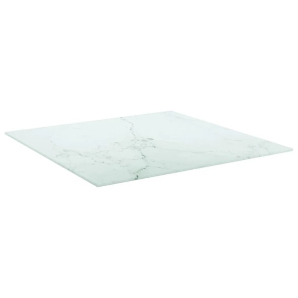 vidaXL Table Top White Tempered Glass Pattern Table Top Square