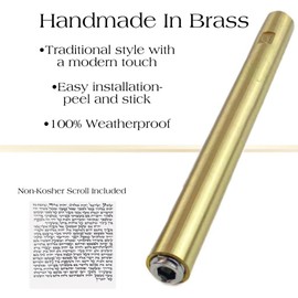 A&S Brass Mezuzah Case With Scroll For Door Weatherproof Metal Mezuza Cover Home Blessing and Protection Housewarming Gift (Gold/Solid, 6 Inches)