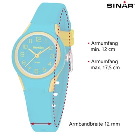 SINAR Girls Boys Unisex Watch Sports Watch Fitness Analogue Quartz 10 Bar Waterproof Turquoise Yellow XB-47-2, turquoise, Strap
