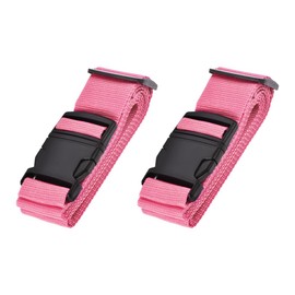 uxcell Luggage Straps Suitcase Belts with Buckle Label, 2x78 2Mx5cm Adjustable Polypropylene Travel Bag Packing Accessories, Pink 2Pcs