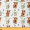 Highland Cow Fabric by The Yard, Flower Bull Cattle Upholstery