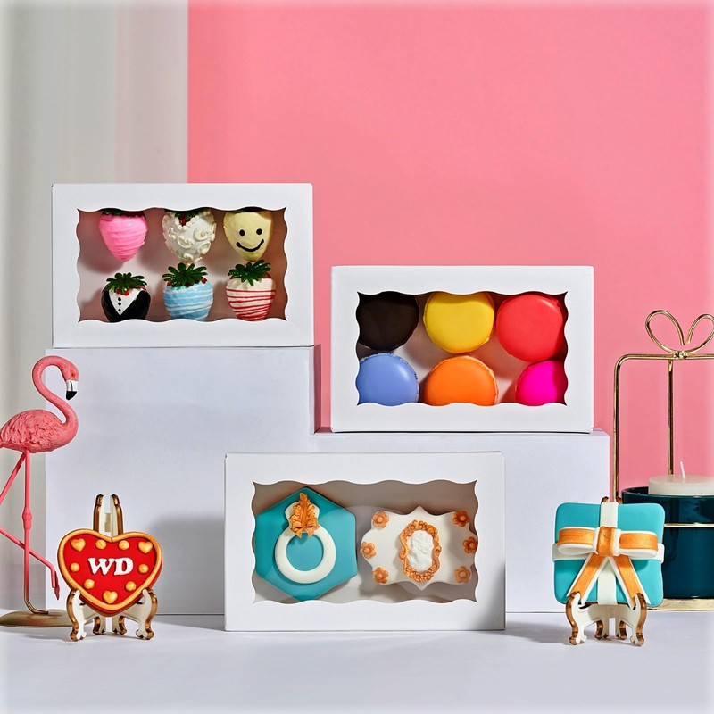 50PCS 7x4⅜x1½ Inch Cookie Boxes with Window Chocolate Truffle Boxes