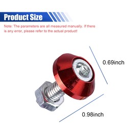 ZIMISI 4PCS License Plate Screws, Aluminum Alloy Motorcycle License Plate Bolts Kit, Universal M6 License Plates Frame Fastener Trim Accessories, Fits for Motorcycles, Cars, Trucks (Red)