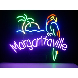 Margaritaville Metal Frame Neon Sign 17"x13" Real Glass Neon Sign Light for Beer Bar Pub Garage Room.