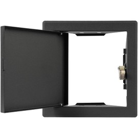 6" x 6" Inch Galvanized Steel Access Panel Door with Click Open/Close Mechanism, for Indoor Use, Opening Flap Cover Plate Latch, Black Inspection Hatch, Anthracite Polymer Coating