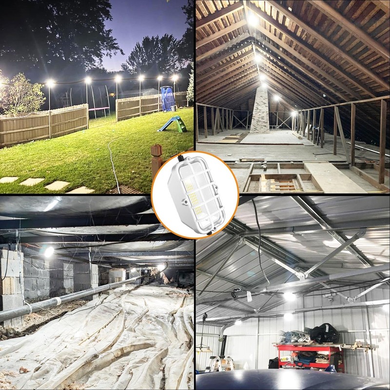 RIUVAO 50ft LED Construction String Lights,Super Bright 150W 15000LM Waterproof