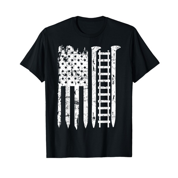 railroad spike american flag Train Gift for railway workers T-Shirt