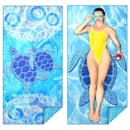 2 PCS Microfibre Beach Towels for Adults, Extra Large Quick Dry Towel with Double Side Print Sand Free Lightweight Travel Towel for Adults Women Men Beach Essentials Accessories, 180 × 90 cm(05)