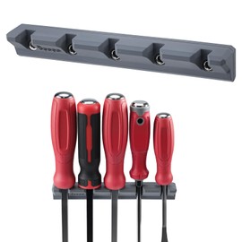Magnetic Pry Bar Holder with 5 Slots, Tool Organizer for Pry Bars, Pliers, Screwdrivers, Magnetic Pry Bar Storage Rack for Garage, Toolbox, Workshop, No Drilling Required