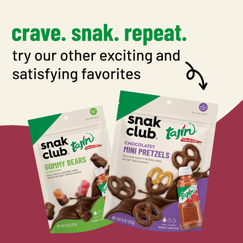 Snak Club Tajin Chocolatey Peanut and Corn Clusters, Chocolate Covered