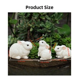 Vobomo White-Rabbits Statues Garden Décor Rabbits-Family Garden Sculptures Outdoor Statues Yard Statues Lawn Ornament Garden Art (Rabbit Family of Three)