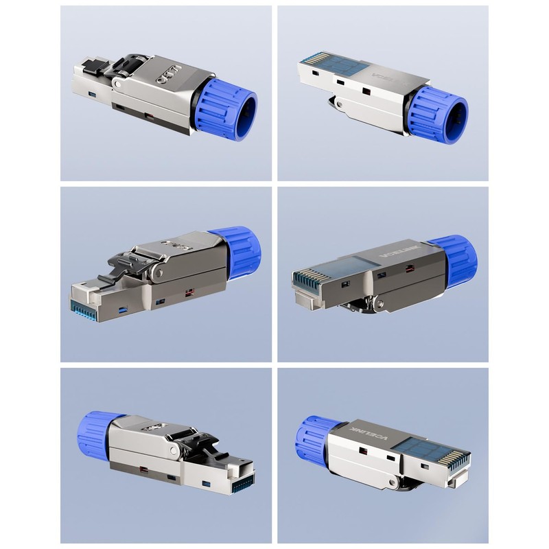 VCELINK Conector RJ45 sin herramientas, chapado en oro, conector Cat