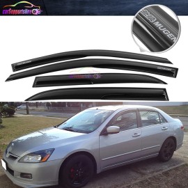 Unbranded Fit For 03-07 Accord Sedan Window Visor Mugen Style Guard w/ Silver Mugen
