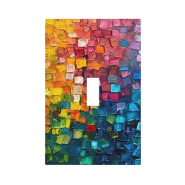YIJIKJY Decorative Light Switch Plate Covers Colorful Rainbow Prism Cube Pink Blue 1 Gang Light Switch Cover Plate Single Toggle Wall Plate Outlet Covers Faceplate for Bedroom Home Decor