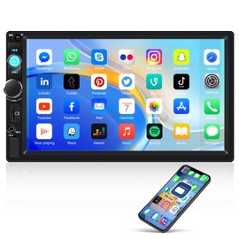 CAMECHO 7 Inch Double Din Car Stereo MP5 Multimedia Player with Bluetooth, FM Radio, Wired Screen Mirroring, 7 Color Backlight & Multi-Language Support