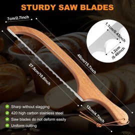 Unbranded Bread Slicer for Homemade Bread, 15.7 in Wooden Sourdough Bread Knife- Stainless