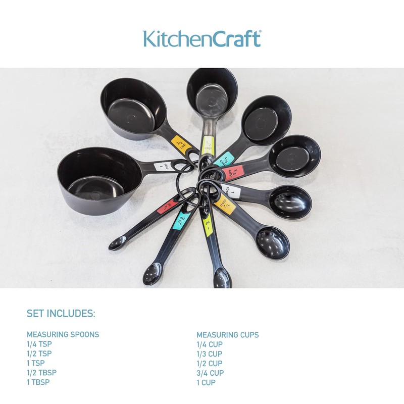 KitchenCraft Universal Measuring Spoon Set, Teaspoons and Tablespoons for Measuring