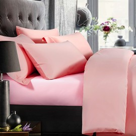 NTBAY 500 Thread Count 100% Egyptian Cotton Single Fitted Sheet, Super Soft Cozy and Breathable Deep 12" / 30cm Fitted Bed Sheet, Pink