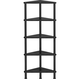 Homedawn Corner Shelf, Corner Bookcase, Industrial 5-Tier Corner Shelf Stand Display Rack,Wall Corner Bookshelf, Living Room, Home Office, Kitchen(Black)