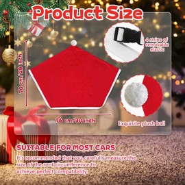 BUAEL Christmas Santa Hat Cute car Decoration Outdoors Accessories- Christmas Car Cover Car Car Decoration Non Woven Christmas Decorations are Suitable for Most car (Red)