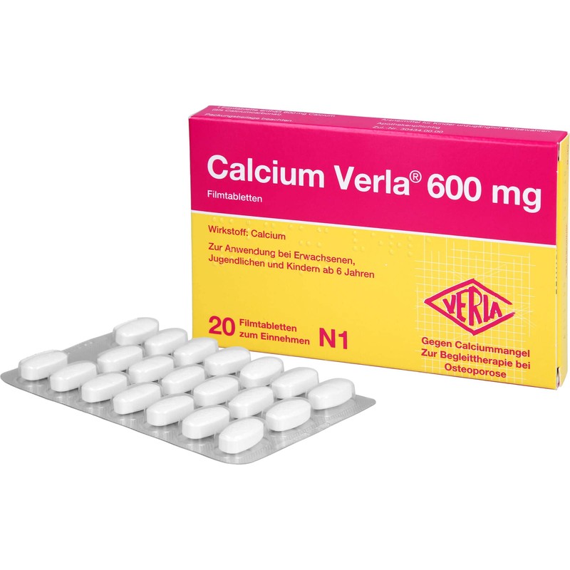 Calcium Verla 600 mg Film-Coated Tablets Pack of 20