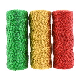Mandala Crafts Metallic Bakers Twine for Gift Wrapping, Crafts & Decorating - Red Green Gold, 1mm, 55 Yards