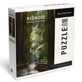 Redwood National and State Parks, California, Painterly National Park Series (1000 Piece Puzzle, Challenging Jigsaw Puzzle for Adults, Made in USA)