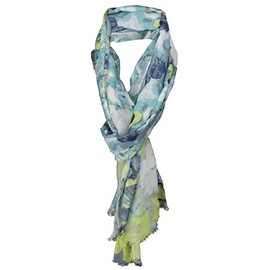 TigerTie Chiffon Scarf in Mint Turquoise Grey Anthracite Yellow Black Patterned Size 180 x 50 cm, Mint Turquoise Grey Anthracite Yellow Black