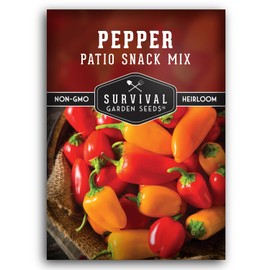 Snack Mix Patio Pepper Seeds for Planting - 1 Packet with Instructions to Plant and Grow Rainbow Lunchbox Peppers in Your Vegetable Garden - Non-GMO Heirloom Variety - Survival Garden Seeds
