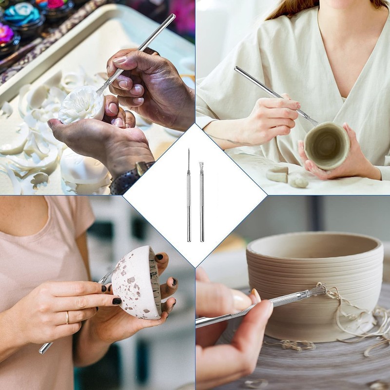 2pcs Clay Needle Tools, Feather Wire Texture Tool for Clay