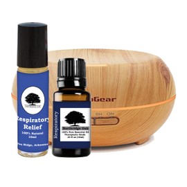 Respiratory Relief with Roller Bottle and Diffuser - Allergy, Sinus, Cough and Congestion Relief, 100% Pure Essential Oil - Therapeutic Grade Full Strength and Roller Bottle for Topical Use