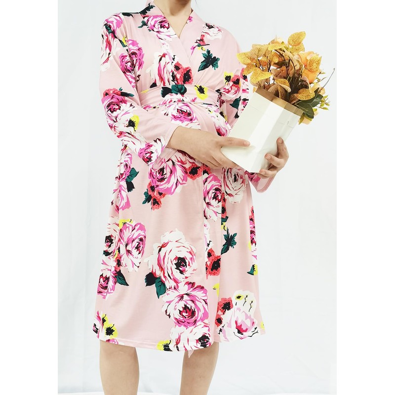 SUFEINI Maternity Mommy Robes with Matching Swaddle Blanket Set, Maternity