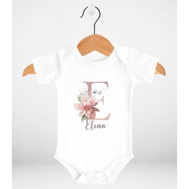 SpecialMe® Baby Body mit Namen und Initiale personalisiert Wunschname Geschenk Geburt Mädchen Bio-Baumwolle Weiss 3-6 Monate