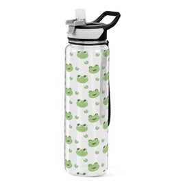 Mnsruu Süße Froschblätter-Wasserflasche 1 l mit Strohhalm, auslaufsicher, BPA-frei, Tritan-Trinkflasche, Sport-Wasserflasche für Männer, Frauen, Kinder