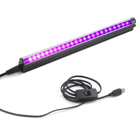 Black Light, 24 LED Ultraviolet Light, 385-405NM, 10W, USB Powered, Ultra Thin, UV Light, Curing Light for Resin, Atmosphere Decoration, Protects Against Pet Stains and Invisible Stains, Fluorescent Makeup, Bar Light, Party, Karaoke, Stage, Stage Lighting