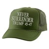 ALLNTRENDS Never Surrender Trump Embroidered Trucker Hat USA Mesh Cap