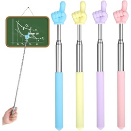 ValueBargain 4 Pack Finger Pointer Stick, Pointy Finger Stick with Non-slip Handle, Stainless Steel Pointer for Classroom, Teacher, Cosplay, Kids Reading (21.5-69.5 cm, Multi-colored)