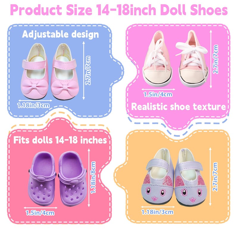 Set di 4 paia di scarpe per bambola, 35-45 cm,