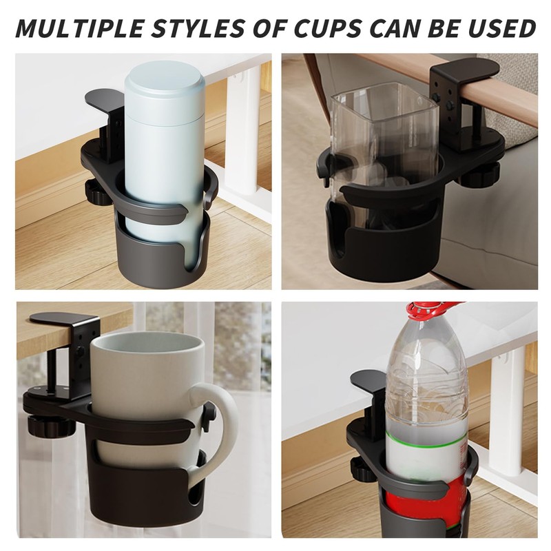 Drink Holder Desk, Cup Holder Table Anti Spill, 360 Degree