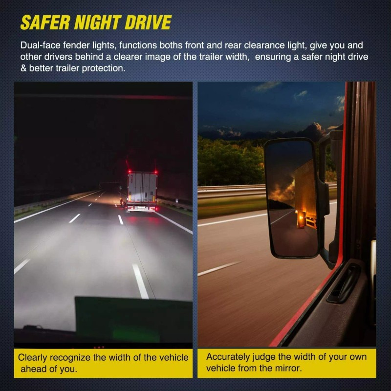 Nilight 2x LED Trailer Fender Light Clearance Marker Lights for
