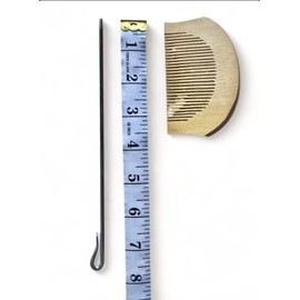 AV Sikh Hair Salai & Kanga Set, Stainless Steel Salai, Baaz for Turban, Pagg, Patra. Wood Kanga, Comb for Punjabi Turban, Kesh Kanga for Hair and Beard (Large)