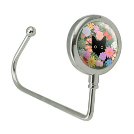 GRAPHICS & MORE Black Cat Hiding in Spring Flowers Purse Bag Hanger Holder Hook