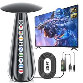 2000+ Miles Range TV Antenna Indoor, 2025 HDTV Antenna for Smart TV, Digital Antenna for Local Channels with Signal Amplifier, Supports 4k 8k 1080p All TVs -38ft Coax Cable