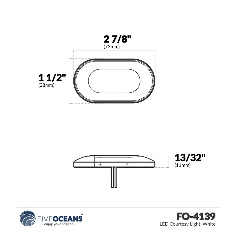 Five Oceans LED Courtesy Light, White, 2-Pack, Marine, Boat, RV,