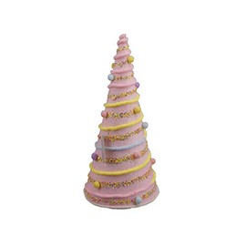 December Diamonds Cotton Candy Land 19" Pink Candy Swirl Cone Tree Figurine