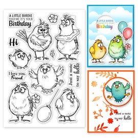 GLOBLELAND Cartoon Birds Clear Stamps Funny Bird Clear Stamp Birthday Bird Silicone Stamps for DIY Scrapbooking Photo Album Decorative Cards Making 6.3x4.33inch